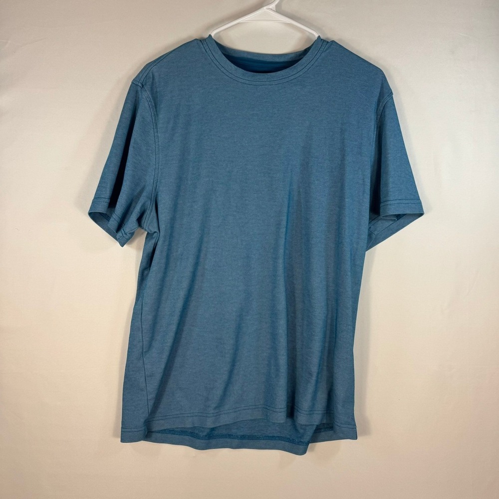 Free Fly Bamboo Lightweight Short Sleeve T-Shirt Mens Blue Heathered Crew Neck L
